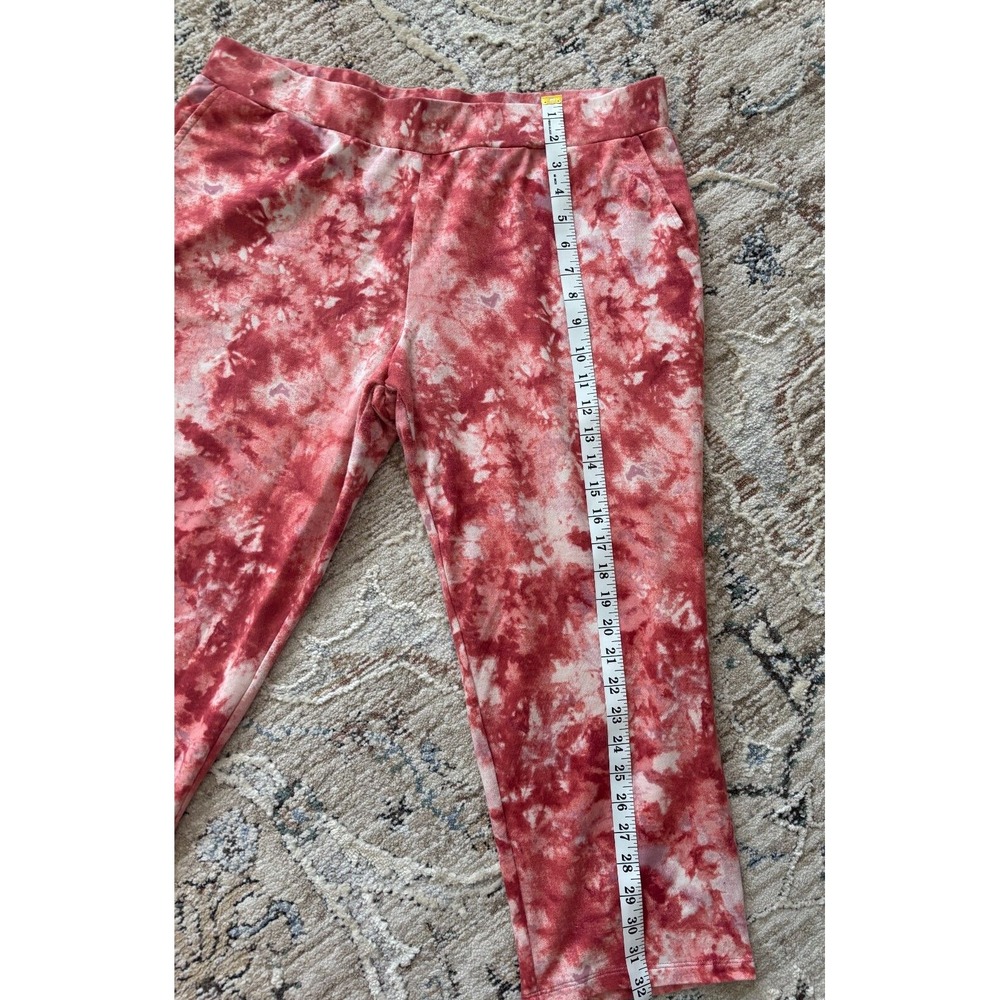 LOGO by‎ Lori Goldstein Pants Womens PL Orange Tie Dye Pull On Travel Comfort - Picture 9 of 10